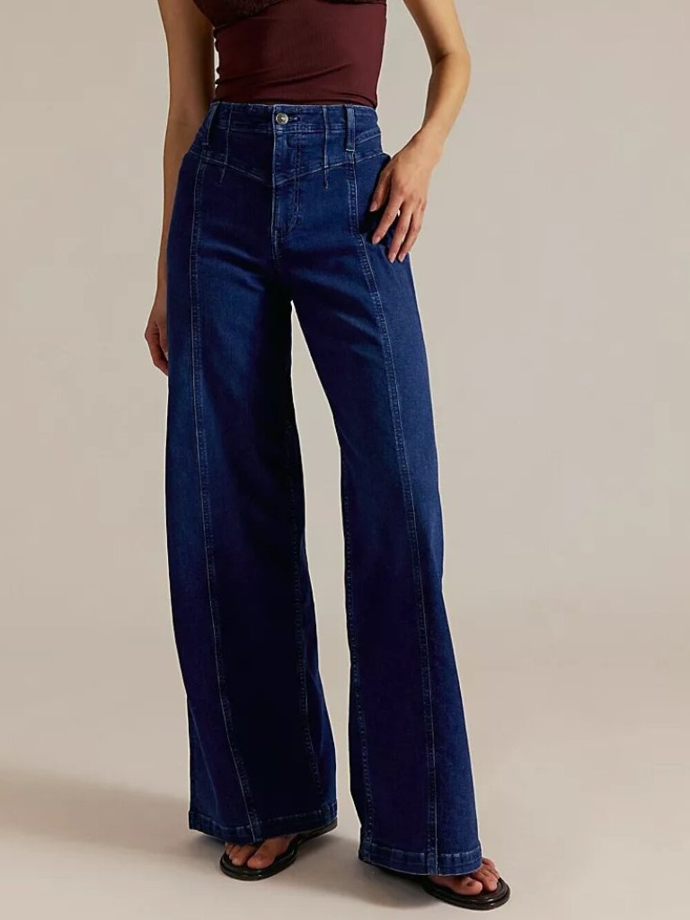 Free People Libre Wide Leg Jeans 30 Lock and Key Dark Blue Wash We the Free Boho